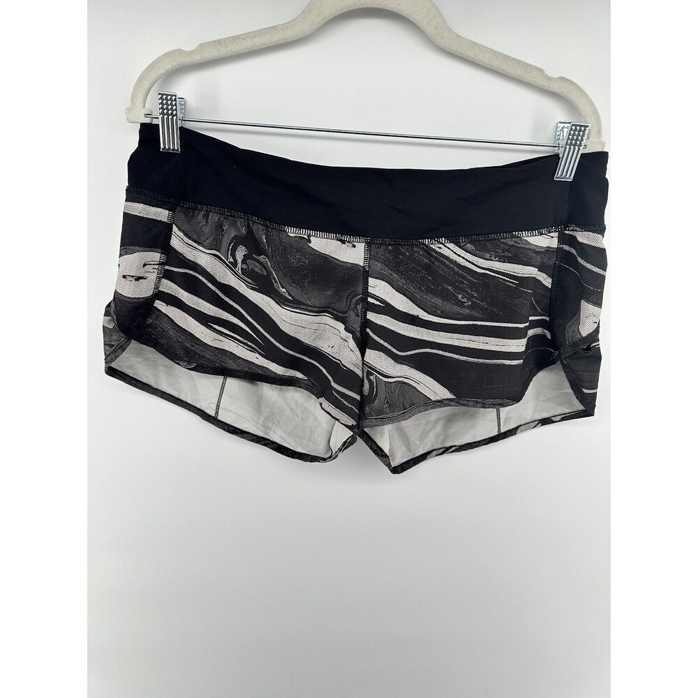Lululemon Women's Black Marble Running Shorts sz 10 #L